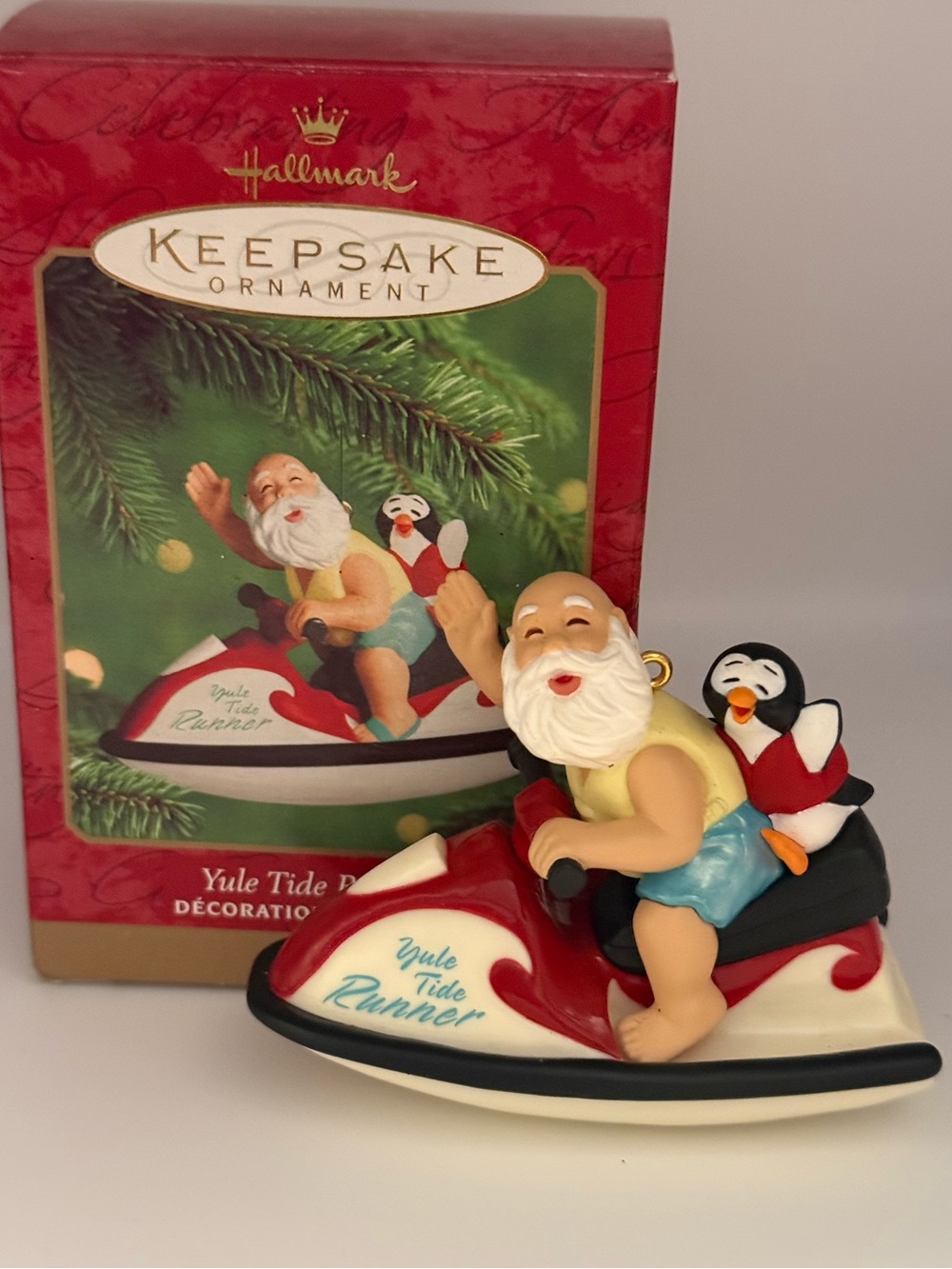 Vintage Y2K Hallmark Keepsake Ornament Santa on Jet Ski Box included